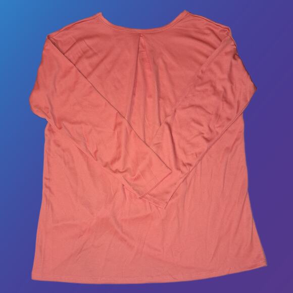 Ladies Large Long Sleeve Orange Peach Athletic Shirt with Knot Waist Detail - Picture 2 of 7